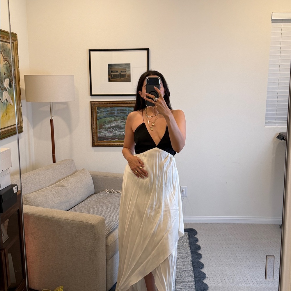 Anna October Open Back Satin Maxi Dress